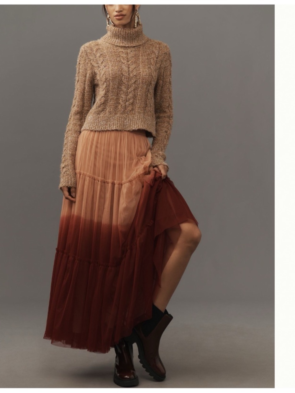 NWT Anthropologie Let Me Be Ombre Tulle Maxi Skirt, M - Picture 4 of 9